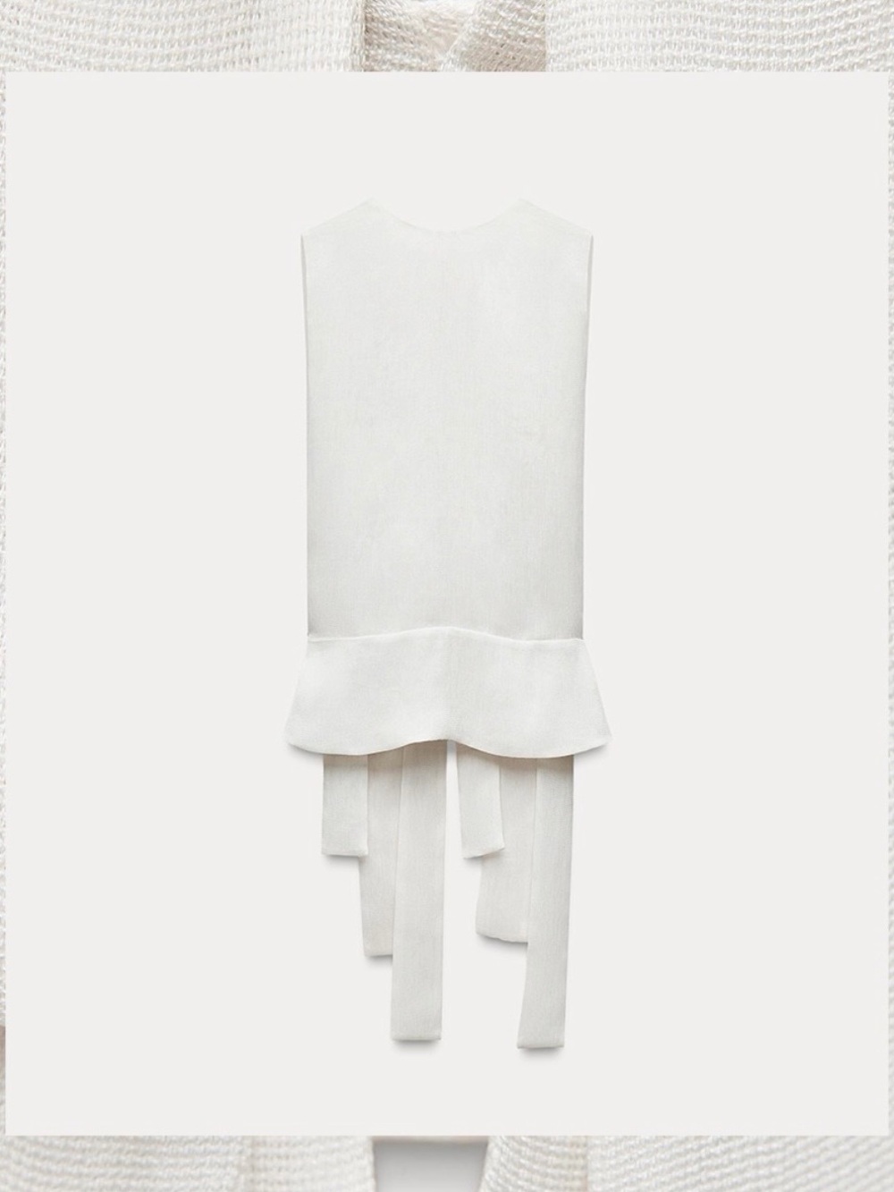 Sleeveless White Peplum Tie-Back Top